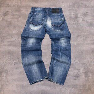 Encourage Baggy Mudwash Baggy Relax Fit Straight Legged Denim Jean's Pant's